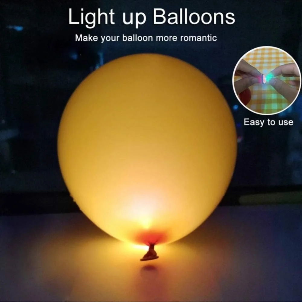 100Pcs Multicolor LED Balloon Lights, Waterproof Rainbow Flash Tiny Light Mini
